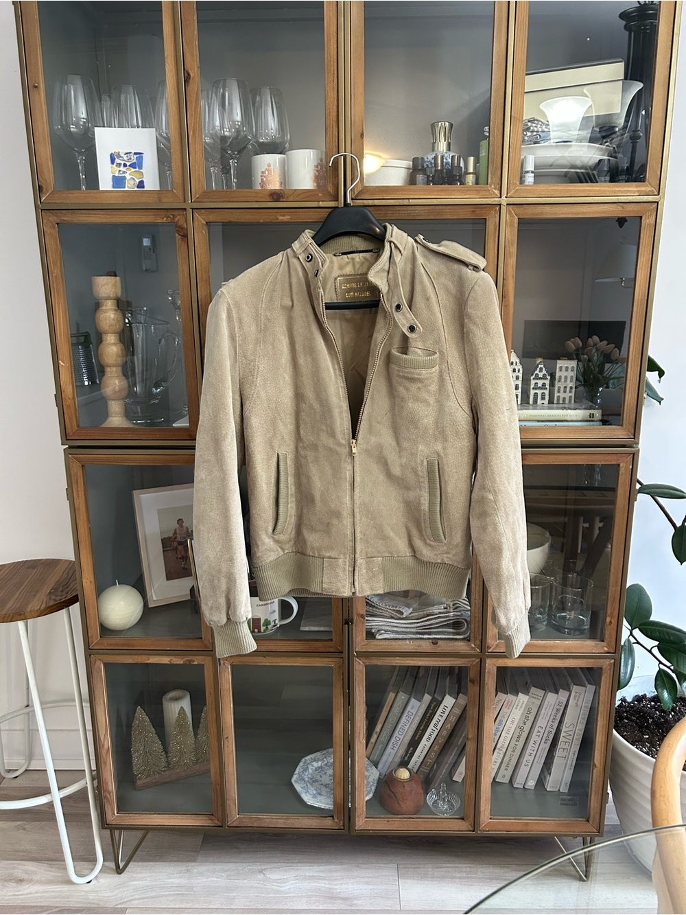Vintage Leather Suede Bomber Jacket